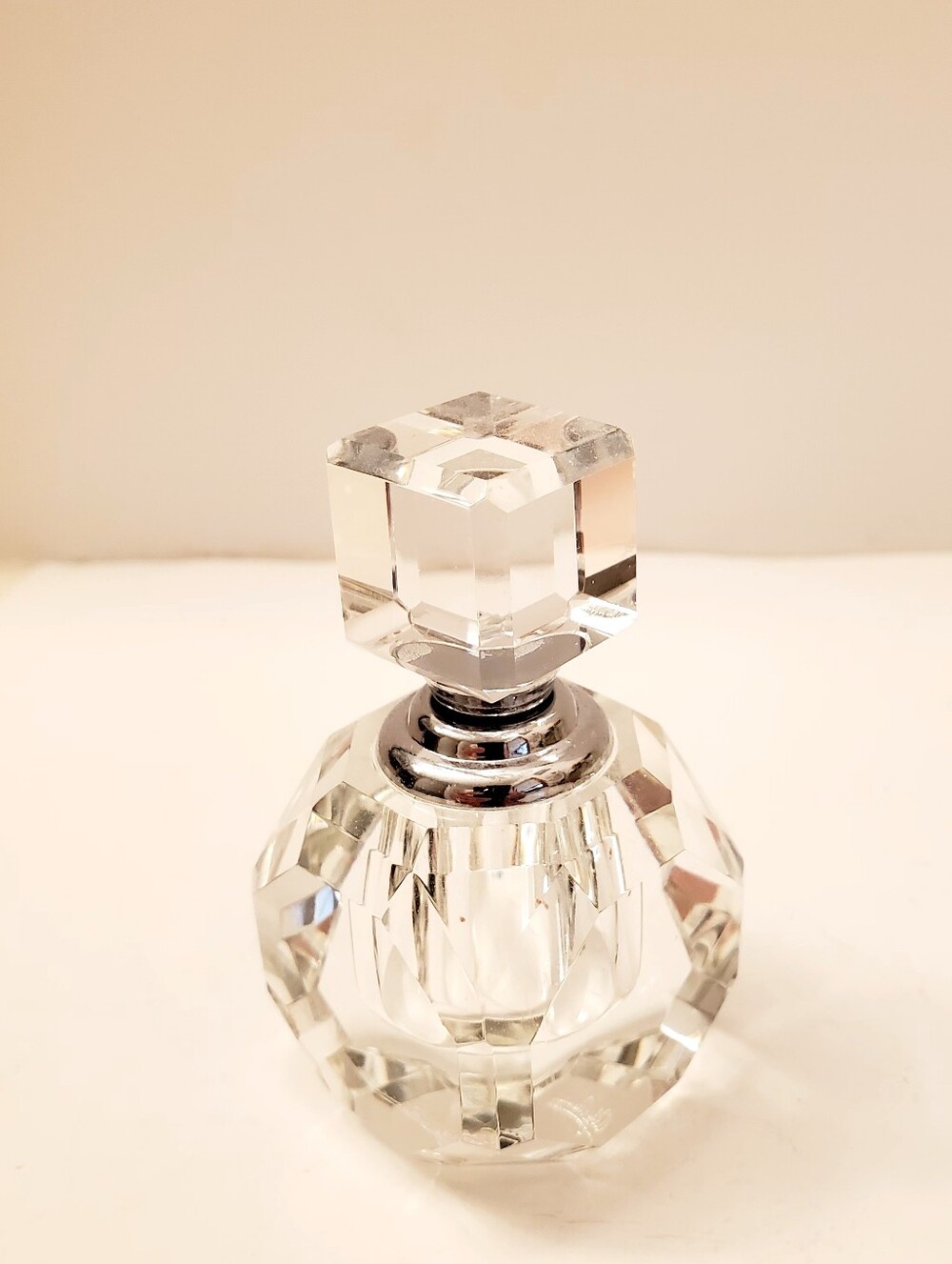 OLEG CASSINI Crystal Glass Perfume Bottle - Clear, 2.75 Inch